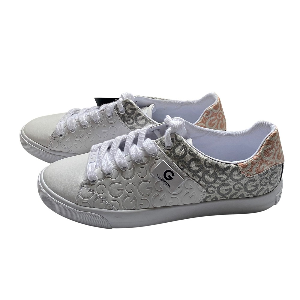 GBG Los Angeles Womens G-Logo Embossed Low Top Sneakers White Multi Size 8.5M